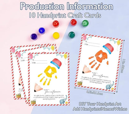 Handprint Kit for Teacher Appreciation Gifts, 10 Bulk Personalized Teacher Appreciation Cards, 8.5x11 Inch DIY Art Handprint Keepsake end of Year Gifts for Day Care Graduation or Back to School