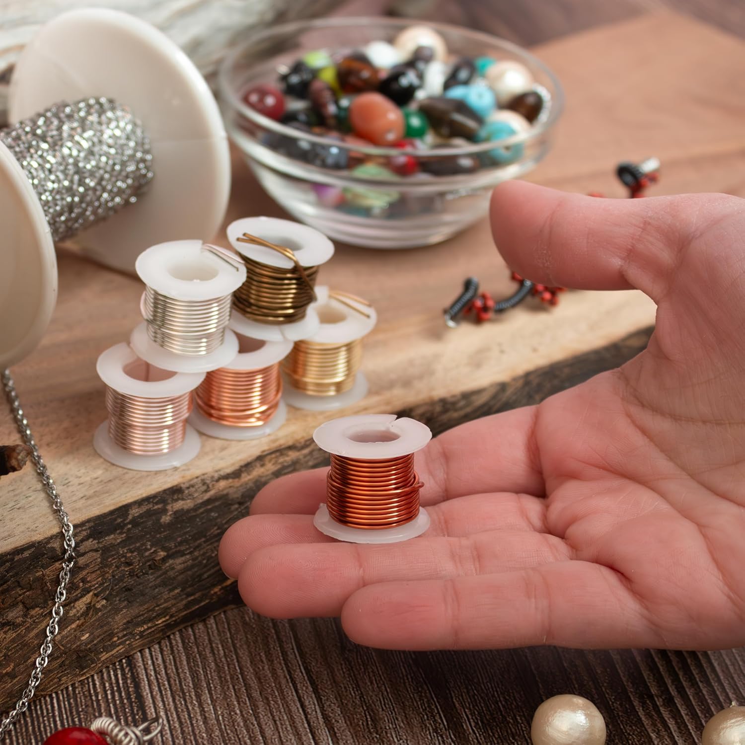 The Beadsmith Craft Wire Assortment - Tarnish-Resistant Copper Wire for Jewelry Making, 6-Pack, 0.75-Inch Mini Spools, 2 Yd Each, 18-Gauge, Assorted Colors, Medium Temper - Crafty Corner