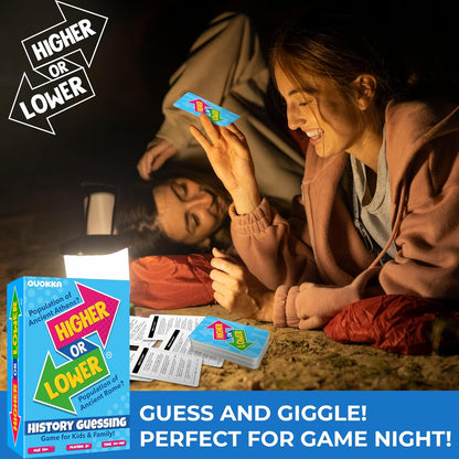 QUOKKA History Board Game for Kids 10-14 Year Olds - Family Card Game for Kids and Adults - Higher or Lower | Guess Fun Questions | Easy to Learn | 2 + Players - Challenge Game for Family Night
