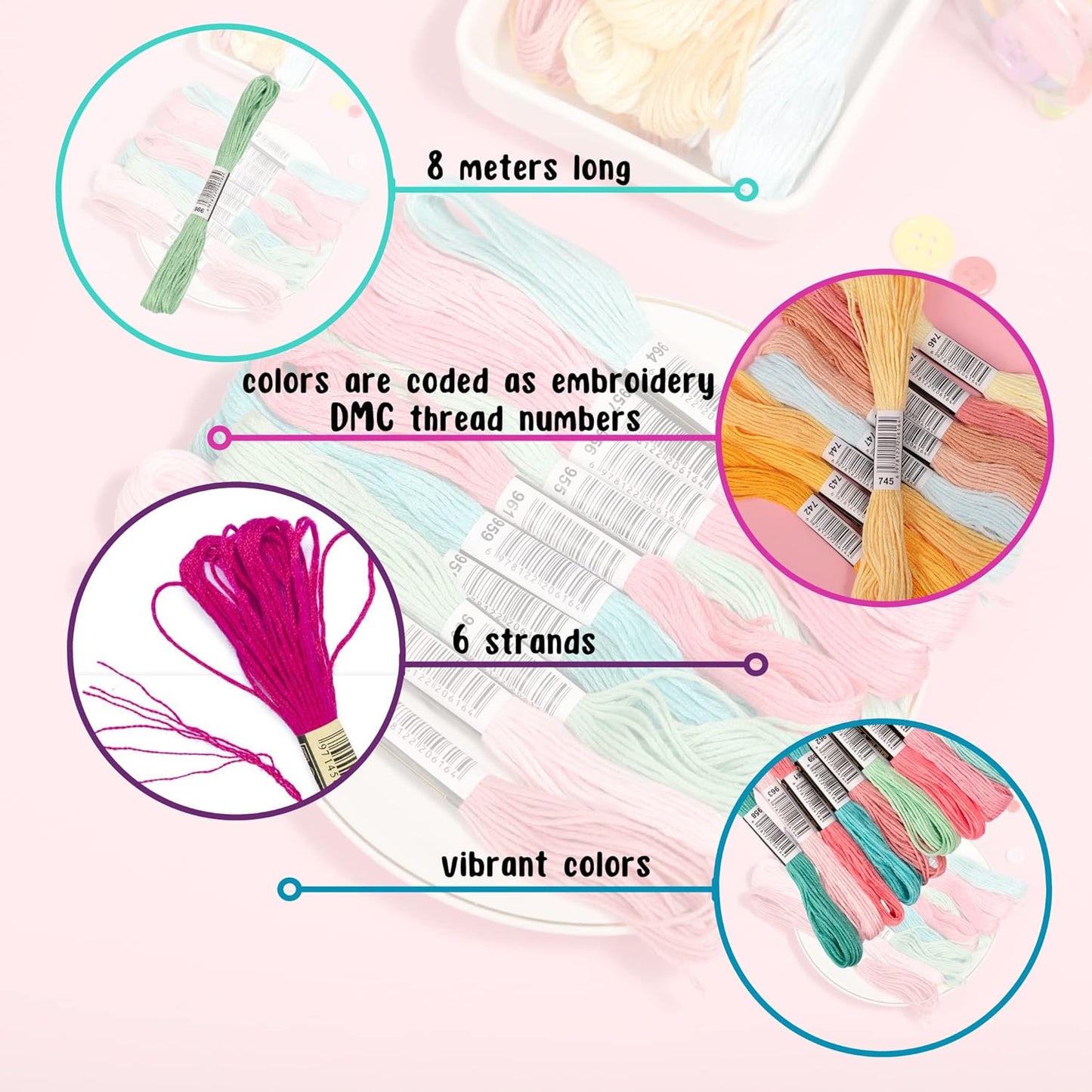 Athena’s Elements Embroidery Floss | Rainbow Thread for Embroidery, Cross Stitch Thread, Crafting Arts Embroidery Strings Bulk（200 Colors）