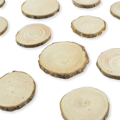 Super Z Outlet Mini Assorted Size Natural Color Tree Bark Wood Slices Round Log Discs for Arts & Crafts, Home Hanging Decorations, Event Ornaments (5-8cm, 20pcs) - Crafty Corner