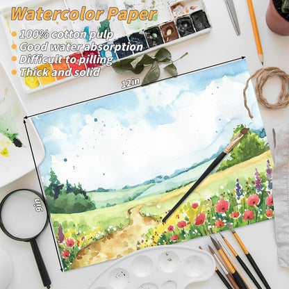 300 Sheets Cotton Watercolor Paper Bulk -140LB/300GSM Art Paper-9 x 12 inch Painting & Craft Paper, Finger Paints, Watercolor, Tempera, Drawing, Art Room & Home School Crafts