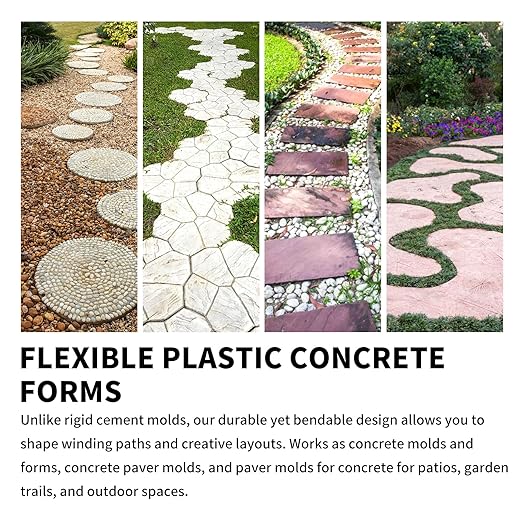 Concrete Molds for Pavers,Set of Flexible Stepping Stone Molds for Concrete,DIY Garden Pavers(8 Feet)