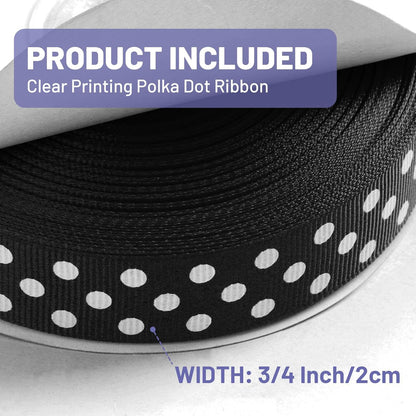 Polka Dot Grosgrain Ribbon 3/4 Inch, 25 Yards Spool Black and White Dot Craft Ribbon for Christmas Gift Wrapping DIY Crafts Hair Bows Wedding Party Decor Sewing and Home Decoration - Crafty Corner