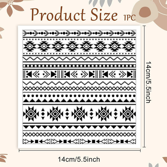 CHGCRAFT Tribal Elements Style Polymer Clay Texture Sheets Aztec Pattern Silicone Texture Stamp Clay Texture Mat Modeling Pattern Pad Sheets for Jewelry and Earrings Tools, 5.5x5.5 inch