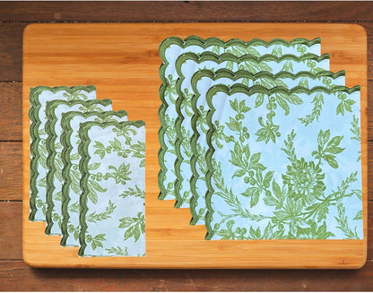 Ridhi Olive Green Hand Block Print Napkins 18" x 18" Set of 4 Reusable Cotton Dinner Napkins for Weddings, Parties & Everyday Dining, Thanksgiving, Christmas, Fall