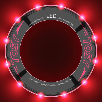 TOSY Flying Ring - 16 Million Color RGB or 12 LEDs, Super Bright, Lost Mode, Auto Light Up, Camping Essentials for Kids/Teens/Boy/Girl, Safe & Soft, Waterproof, Pool/Beach Games, Lightweight Toy
