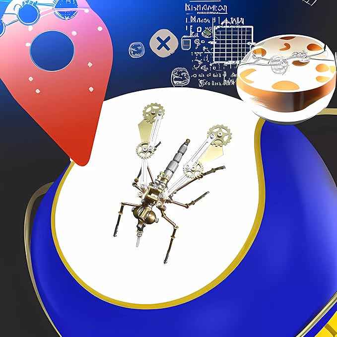 Mechanical Metal 3D Insect Mosquito Model Brass Puzzle Steampunk Electric Mechanical, Assembly DIY Gift Craft Hobby for Family and Friends (Mosquito A)
