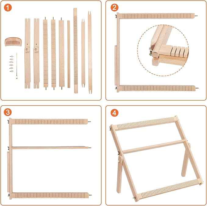 WILLOWDALE Weaving Loom, 16.5" L x 15.7" W Wooden Loom Kit,Tapestry Loom for Creative DIY Weaving Art & Crafts, Ideal for Kids, Beginners, Adults