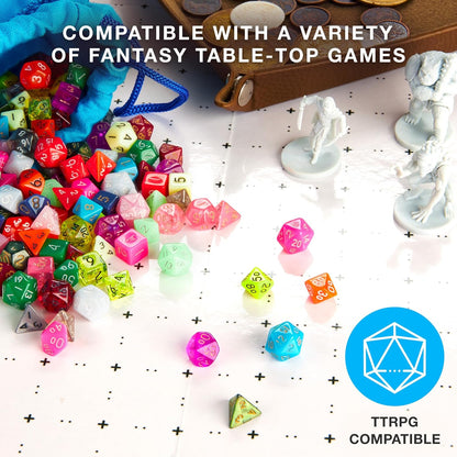 Wiz Dice Halfling's Haversack: Second Breakfast 10mm Miniature Polyhedral Dice (140-pack) 20 Sets of 7 Mini D&D Dice