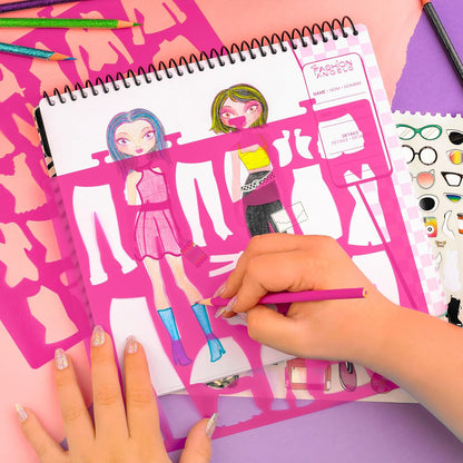Fashion Angels I Love Fashion Sketch Portfolio, Includes Sketch Pad with Stencils & Stickers, Fashion Design Sketch Book for Girls, Ideal Drawing Kit for Kids