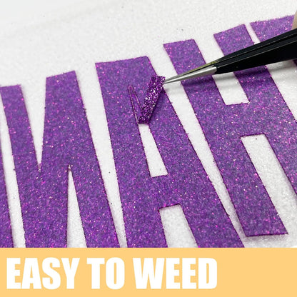 Glitter HTV Heat Transfer Vinyl Rolls- 10" x 8ft. Glitter HTV for Shirts. Iron on Vinyl and Heat Transfer Vinyl for All Cutters Machines. Easy to Cut & Weed Heat Vinyl Designs (Purple)