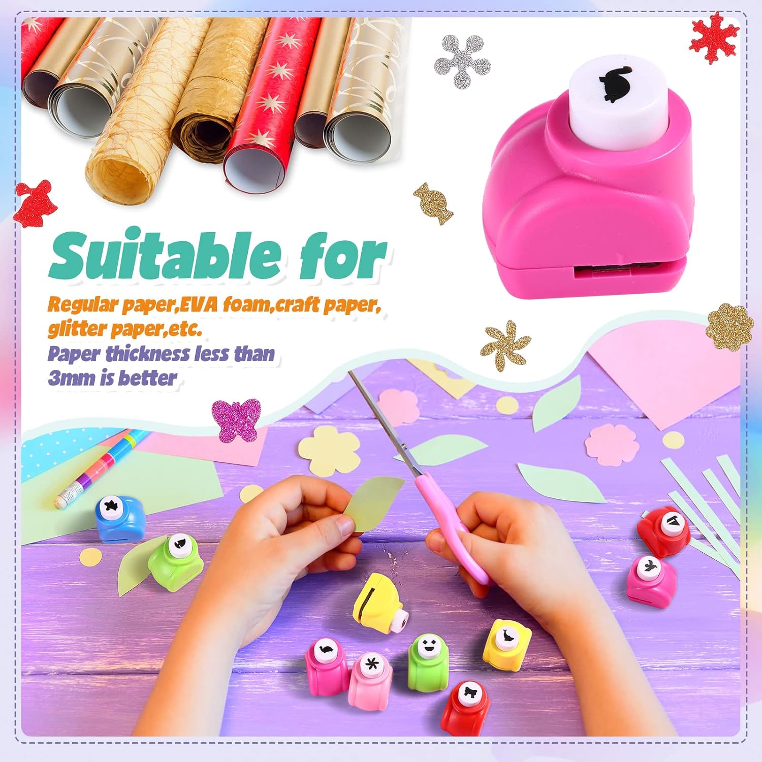 Geyee 68 Pieces Scrapbook Paper Punch Hole Punches Shape Mini Gift Card Punch Small Scrapbooking Shape Cutters for Nail Stamp Supplies DIY Craft Fun Projects, 68 Styles - Crafty Corner