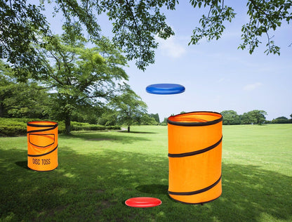 Folding Disc Toss Game Set - Flying Disc Toss Dunk Game Set - Includes 2 Disc Targets with Bean Bag & 2 Flying Discs & Carrying Case - Great for Backyard,BBQs,Tailgating