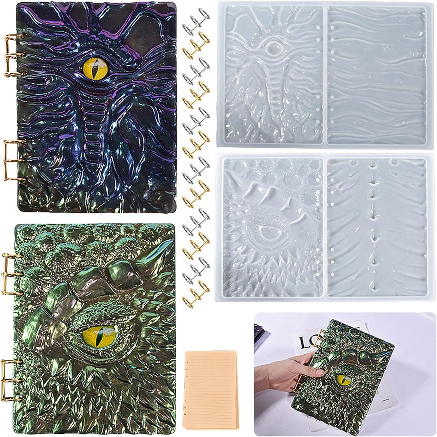 2 Set Cover Mold Dragon Resin Eye Devil Table Decoration Flower 3D Chocolate Silicone for Candle