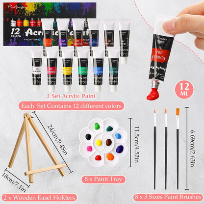 Cholemy 36 Pcs Paint and Sip Kit for Adults 8''x10'' Pre Drawn Canvas for Painting DIY Afro Acrylic Painting Kit Wood Easel Brushes Date Night Bulk for Christmas Party Gifts(Modern Woman) - Crafty Corner