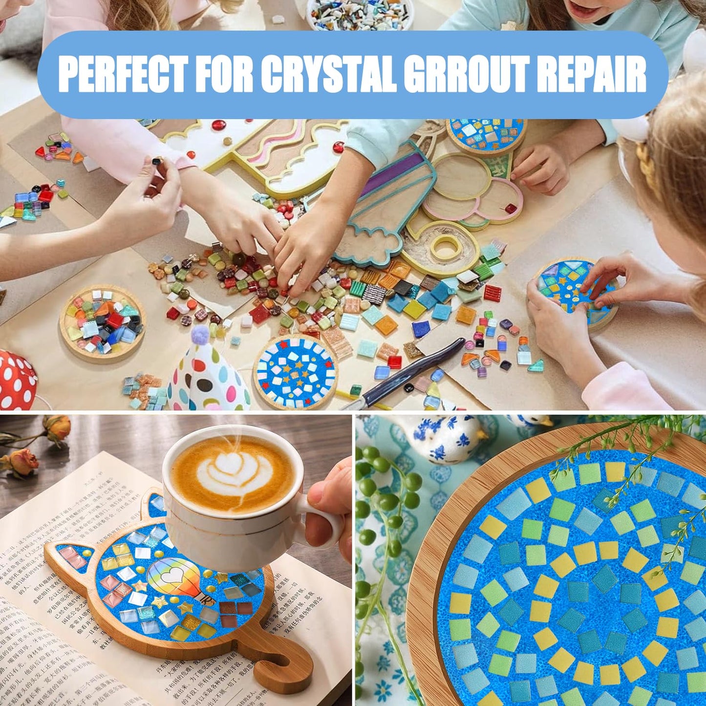 Mosaic Crystal Grout, Mosaics Tile Tools, Mosaic Tile Accessories – Essential for Handmade Grouting and Perfect for DIY Craft Projects (Blue, 4.5oz)