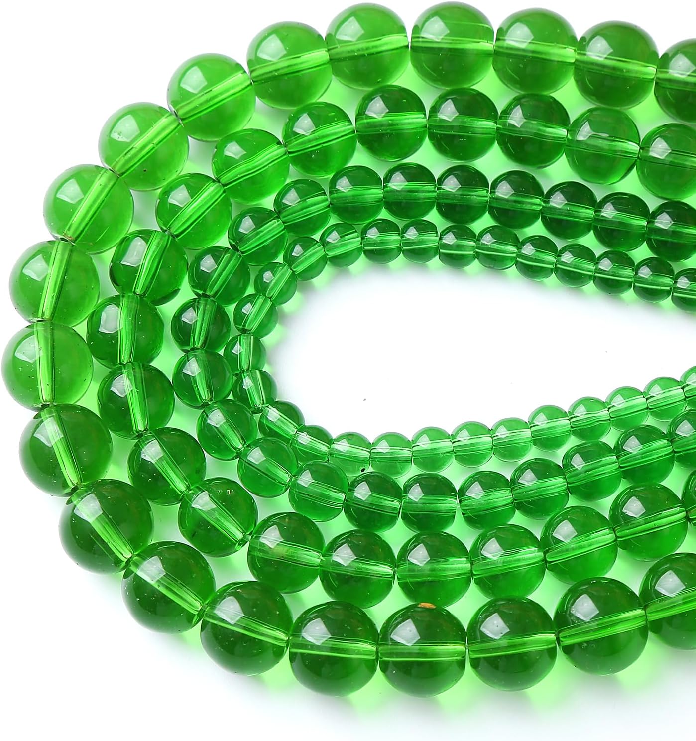 38pcs 10mm Smooth Green Crystal Glass Quartz Beads Round Loose Beads for Jewelry Making DIY Bracelet Necklace 15" Energy Healing Power Stone Beads (10mm, Green Crystal Glass)