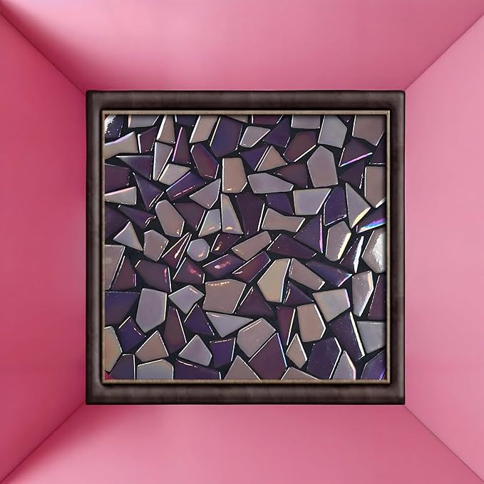 Irregular Glass Mosaic Tiles Bulk 500g Glossy and Iridescent Mosaic Glass Tiles for DIY Projects and Arts and Crafts Solid Colors and Mixes (Glossy Purple)