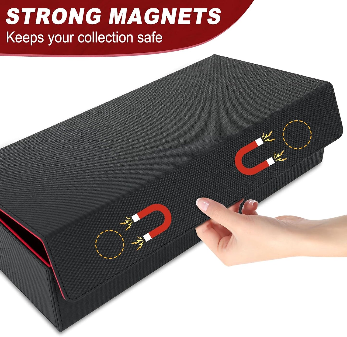 6 in1 Card Deck Box Set,X-Large Premium Trading Card Storage Case with 5 Small Box,Magnetic Game Deck Display Case Compatible with MTG/TCG/Yugioh/Magic/Commander(Black＆Red)