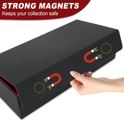 6 in1 Card Deck Box Set,X-Large Premium Trading Card Storage Case with 5 Small Box,Magnetic Game Deck Display Case Compatible with MTG/TCG/Yugioh/Magic/Commander(Black＆Red)
