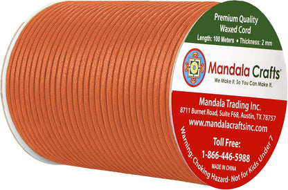 Mandala Crafts 2mm 109 Yards Salmon Cotton Waxed Cord for Jewelry Making Bracelet Cord Waxed String - Beading String Thread Jewelry Cords for Necklaces String