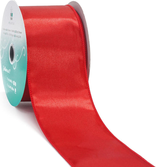 CT CRAFT LLC Satin Wired Ribbon 2.5 Inch x 20 Yards Red for Christmas Home Décor Gift Wrapping Tree Topper Bow Wreath DIY Crafts, - Crafty Corner