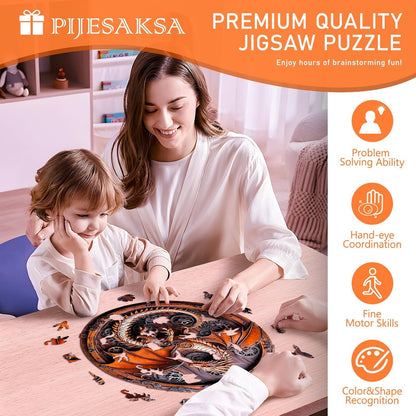 Wooden Puzzles for Adults, Mechanical Dragon Wooden Jigsaw Puzzles for Adults, Wood Puzzles Adult, Unique Animal Shape, Gifts for Friends and Family, Wall Art Canvas Puzzle (S -8.5 * 8.4in -100 pcs)