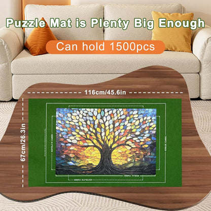 Napzy Puzzle Mat Rollup Puzzle Mats for Jigsaw Puzzles Storage Puzzles Matt Roll Up Board Saver with 8 Sorting Trays 1 Drawstring Bag Jigsaws Table for Up to 1500PCS