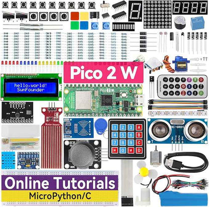 SunFounder Raspberry Pi Pico 2 W Ultimate Starter Kit with 110+Video Courses Online Tutorials, 96 Projects (16 IoT Projects), MicroPython, C++ (Compatible with Arduino IDE)