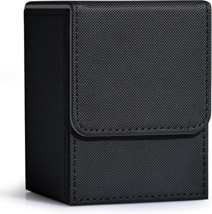 ZLCA Card Deck Box for Trading Cards, MTG YuGiOh Deck Case Holds 100+ Single Sleeved Cards, PU Leather Magnetic Card Storage Box Fits for TCG CCG Magic Game Cards (Black)