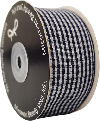 1.5 Inch Blue and White Woven Edge 100% Polyester Gingham Ribbon 25 Yards Each Roll (1-1/2", Blue) - Crafty Corner