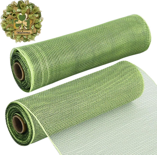 TONIFUL 2 Rolls 10 Inch Sage Green Decorative Mesh Ribbbon Rolls, Fabric Mesh for Mesh Wreath Supplies, Front Door Wreath Crafts Tree Decor Christmas NewYears Halloween Decoration (10 yds/roll) - Crafty Corner