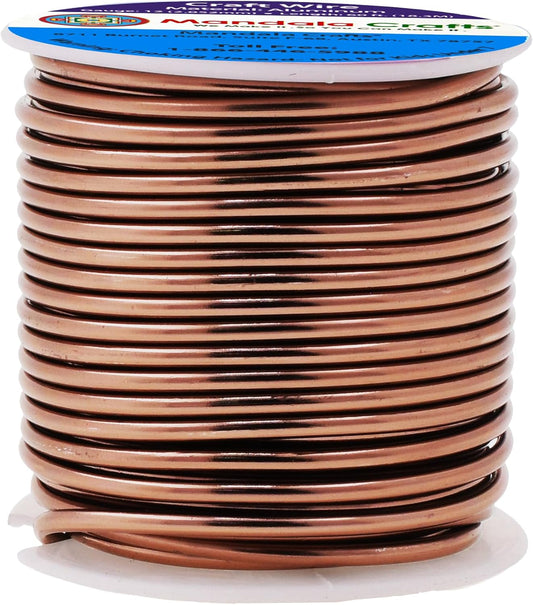 Mandala Crafts 12 Gauge Anodized Aluminum Craft Wire for Jewelry Making - 60 FT Colored Flexible Light Brown Wire - Bendable for Bonsai Armature Crafting Sculpting - Crafty Corner