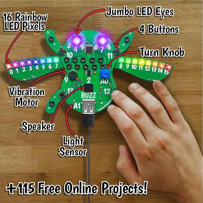 Buzz The Code Bug - Coding & STEM Toy for Kids 8-12+ from Let's Start Coding - Designed in The USA - Great Gift for 2026 - Kids Code Buzz's Features and Interactions While Learning C++