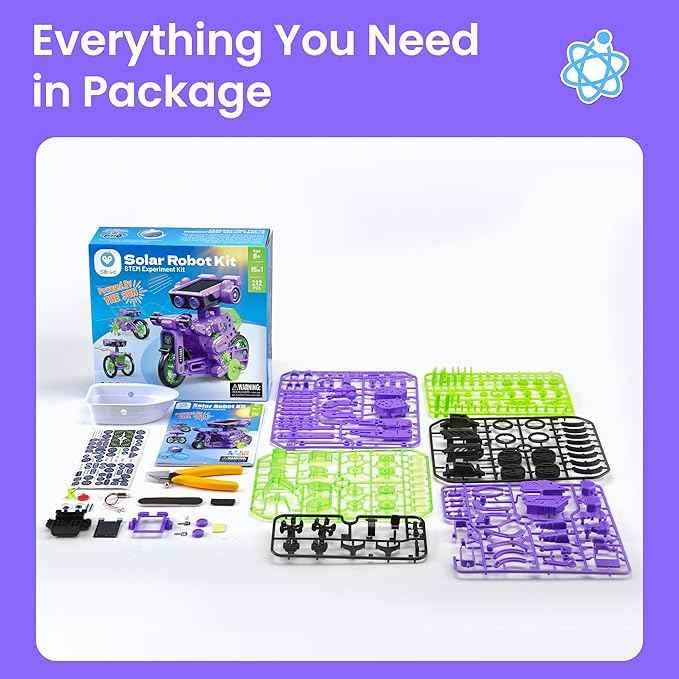 Sillbird Solar Building Robot Kit STEM Gift for Boys Aged 8-12, DIY 15-in-1 Science Educational Toys for Kids Birthday, Solar or Battery Powered Robotic Set with 212 Pieces