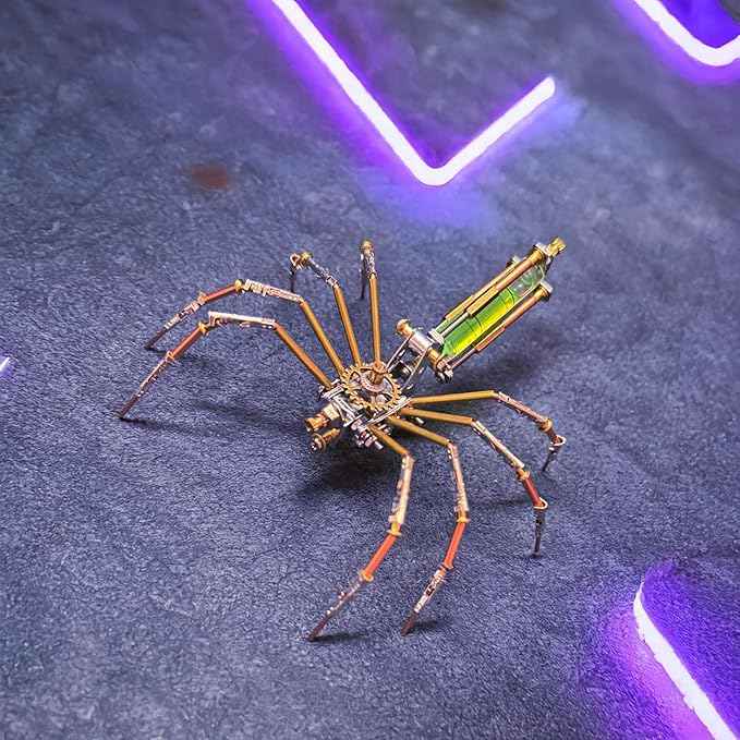 Metal Insect Spider Model Bug Sculpture Steampunk Mechanical 3D Puzzle Kits Craft Projects Hobby Kit Metal Building,Birthday Gifts, Ideas(Mechanical Spider A)