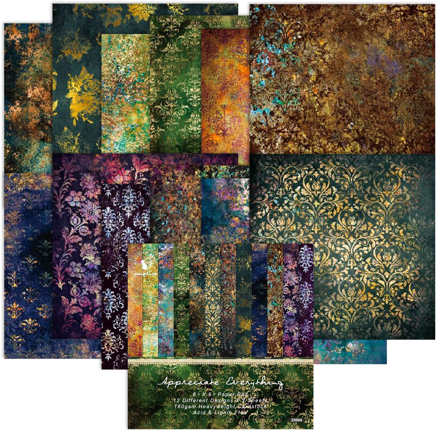 Aesthetic Scrapbook Paper Pad Vintage Patterned Paper 6×6,24 Sheets Single-Sided Boho Scrapbooking CardStock Papers Pad for Holiday Cardmaking DIY Origami Journaling. - Crafty Corner