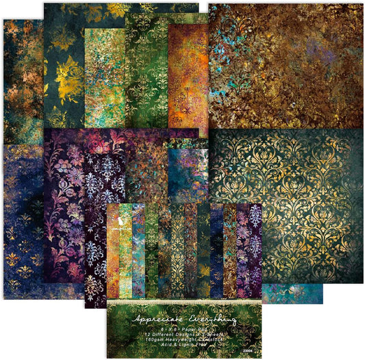Aesthetic Scrapbook Paper Pad Vintage Patterned Paper 6×6,24 Sheets Single-Sided Boho Scrapbooking CardStock Papers Pad for Holiday Cardmaking DIY Origami Journaling. - Crafty Corner