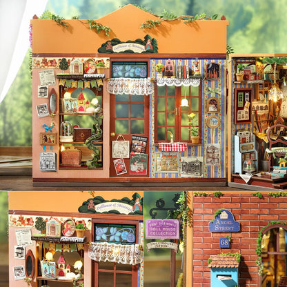 TuKIIE DIY Miniature House Kit with Furniture, 1:24 Scale Creative Room Opened & Closed Wooden Dollhouse Book Nook Plus Dust Proof for Kids Teens Adults(Dollhouse Shop)