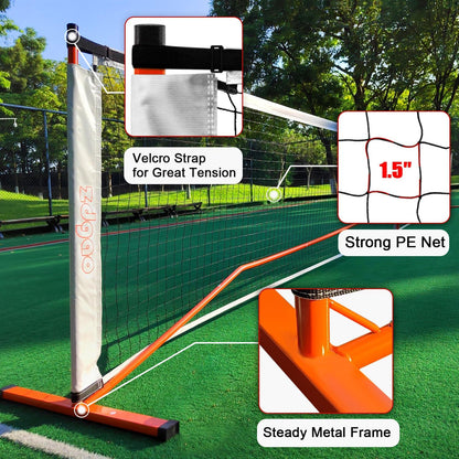 Zdgao Pickleball Set with Net for Driveway, 22 FT Regulation Size Pickle Ball Net Set with Pickleballs, Court Markers and Carry Bag, Steady Metal Frame for Outdoor, Indoor Court