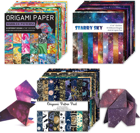 Origami 6x6 Paper Kit 150 Sheets 150 Vivid Colors Double Sided Same Printed Traditional Patterns Square for Arts Crafts Projects Japan Traditional Chiyo.Marble - Crafty Corner