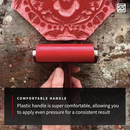 Speedball Pop-in Soft Rubber Brayer, 4" (6-Pack) – Roller Tool for Crafting and Block Printing, Vinyl, Comfort Grip Handle