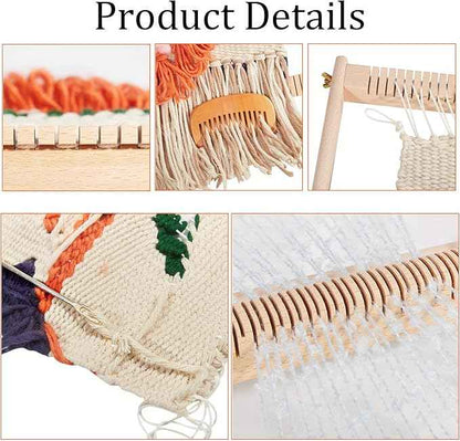 WILLOWDALE Weaving Loom, 16.5" L x 15.7" W Wooden Loom Kit,Tapestry Loom for Creative DIY Weaving Art & Crafts, Ideal for Kids, Beginners, Adults