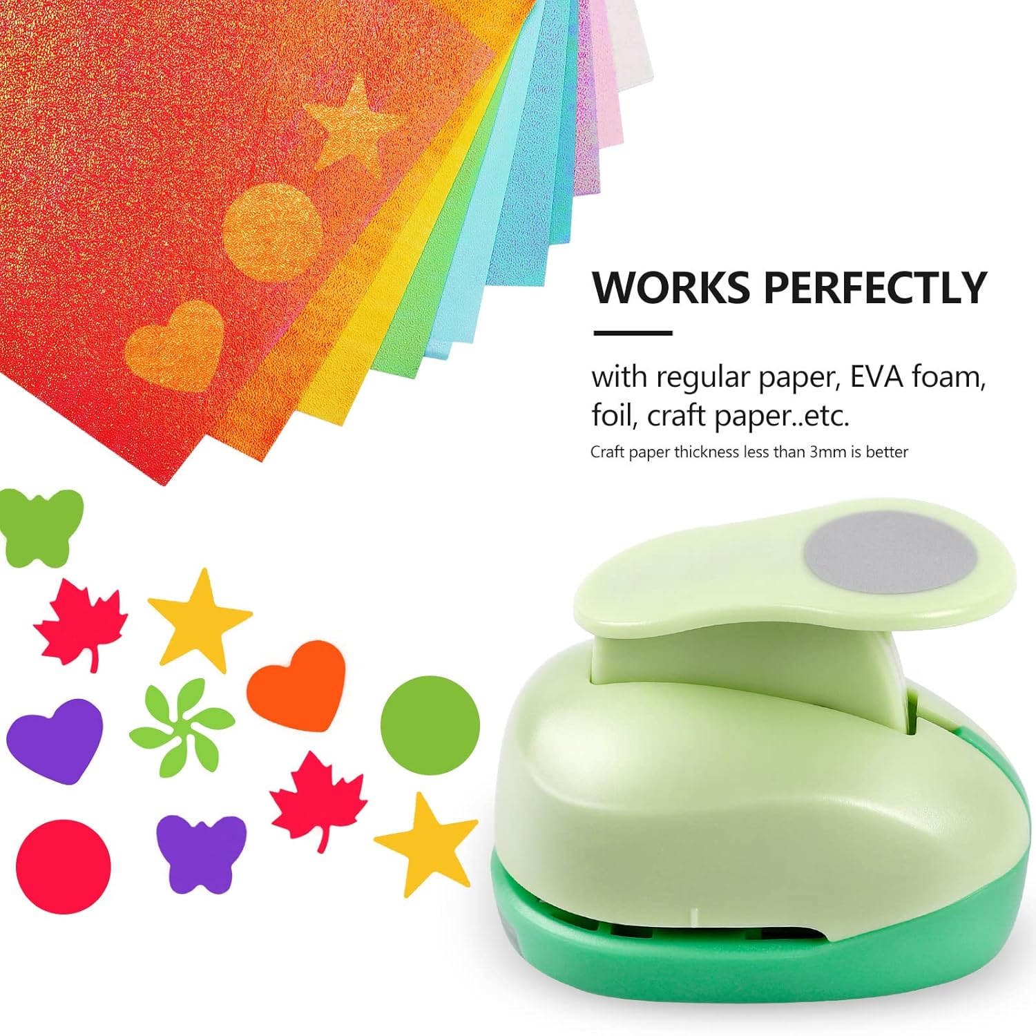 UCEC Paper Punches for Crafting, 1 Inch Craft Puncher, 6 Pcs Hole Punch Shapes Cutters for Paper Craft Heart, Circle, Star, Butterfly, Maple Leaf, Flower Punch Sets for DIY Projects Scrapbook - Crafty Corner