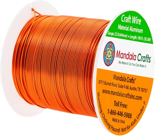 Mandala Crafts 22 Gauge Anodized Aluminum Craft Wire for Jewelry Making - 100 FT Colored Flexible Burnt Orange Wire - Bendable for Bonsai Armature Crafting Sculpting - Crafty Corner