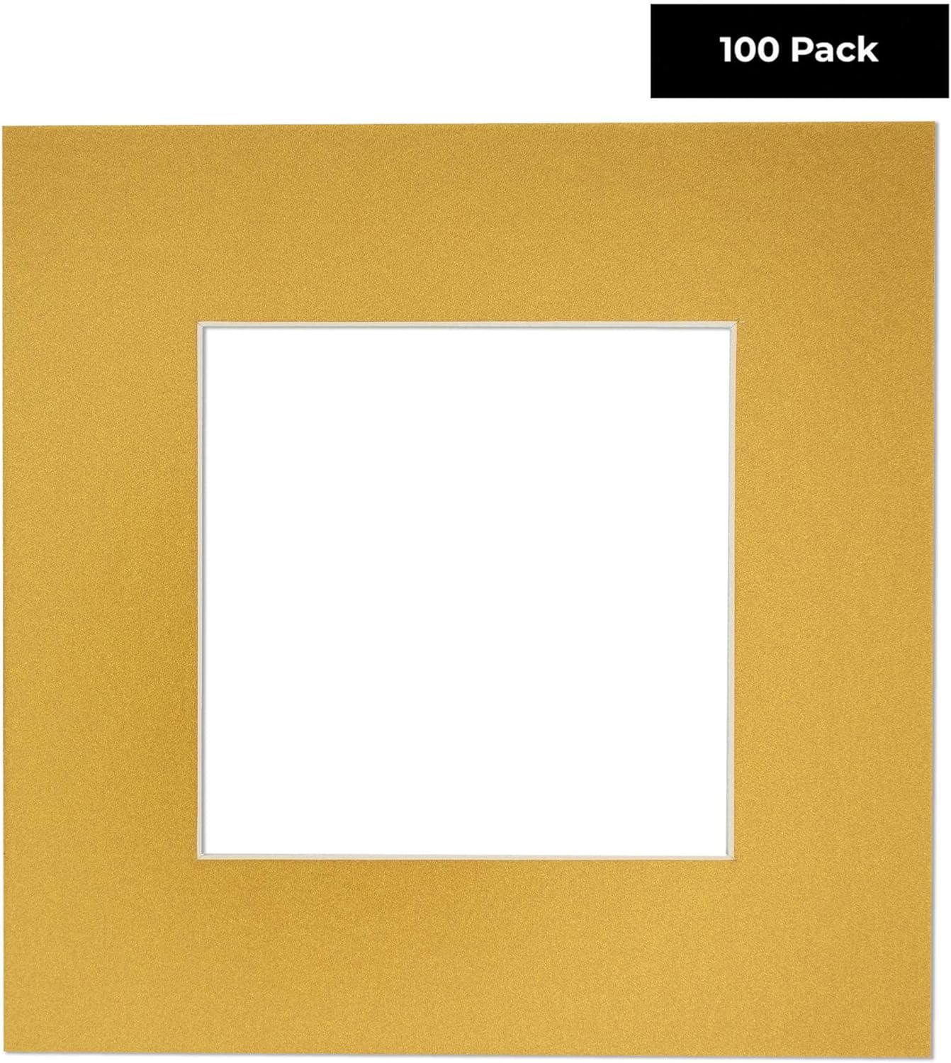 5x7 Mat for 8.5x11 Frame - Precut Mat Board Acid-Free Show Kit with Backing Board, and Clear Bags Metallic Gold 5x7 Photo Matte For a 8.5x11 Picture Frame Matboard for Framing, Pack of 100 Mats