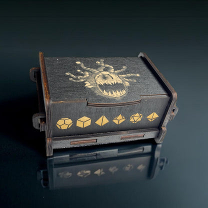 Dice Box - BLACK - 6x4x3 Also holds jewelry and great for desks and desk top items (Beholder)