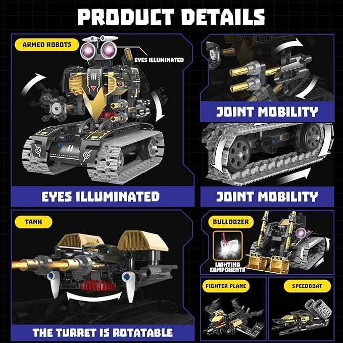 Robot Building Kit with APP/Remote Control STEM Gifts for Boys Age 6-16,Technic Coding Robotic Toys for Kids Birthday, Buildable 5in1 Models with 323+ Pieces