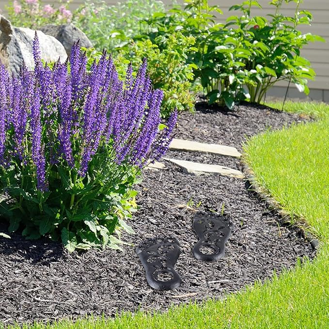 MDLUU Pair of Footprint Stepping Stone, Cast Iron Flagstone, Decorative Feet Stepping Stone for Garden Walkway, Flower Bed